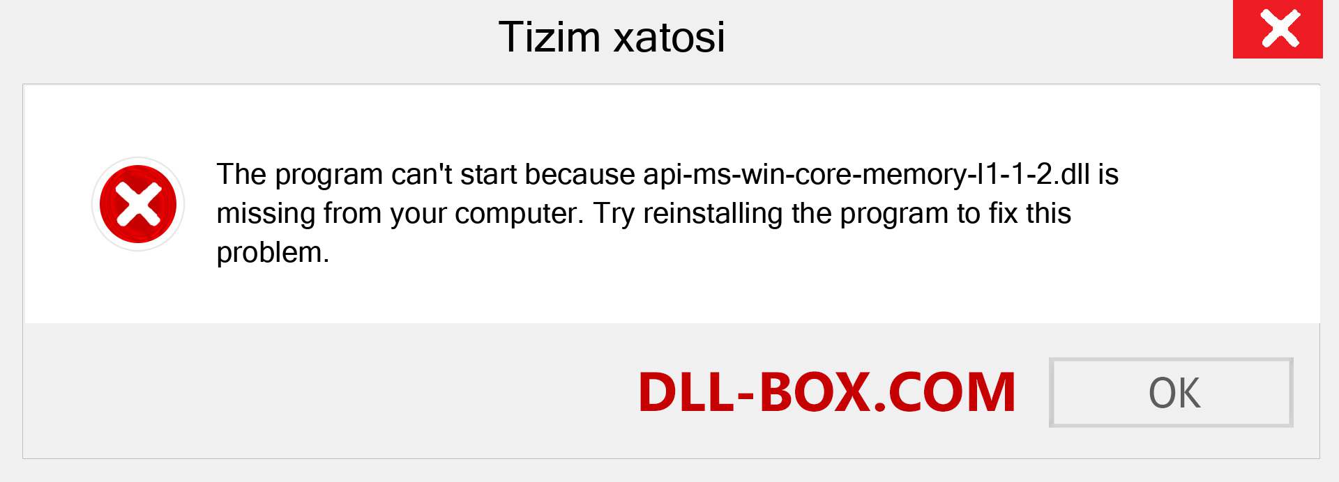 api-ms-win-core-memory-l1-1-2.dll fayli yo'qolganmi?. Windows 7, 8, 10 uchun yuklab olish - Windowsda api-ms-win-core-memory-l1-1-2 dll etishmayotgan xatoni tuzating, rasmlar, rasmlar